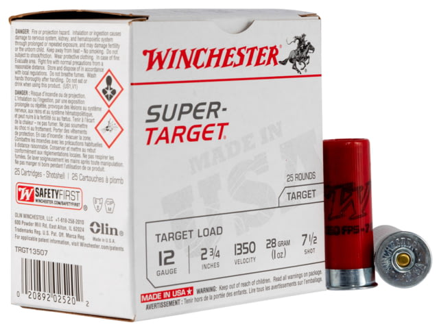 Winchester Ammo TRGT13507 Super Target 12 Gauge 2.75" 1 Oz 7.5 Shot 25 Bx/ 10 Cs