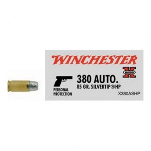 Winchester SUPER-X HANDGUN .380 ACP 85 grain Silvertip Jacketed Hollow Point Brass Cased Centerfire Pistol Ammunition