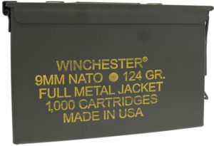 Winchester USA HANDGUN 9mm Luger 124 grain Full Metal Jacket Brass Case Centerfire Pistol Ammunition