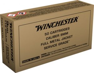 Winchester USA HANDGUN SERVICE GRADE 9mm Luger 115 grain Full Metal Jacket Centerfire Pistol Ammunition