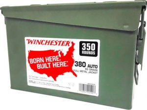 Winchester Win Ammo .380acp (case Of 2) 95gr. Fmj-rn Ammo Can 2/350pks