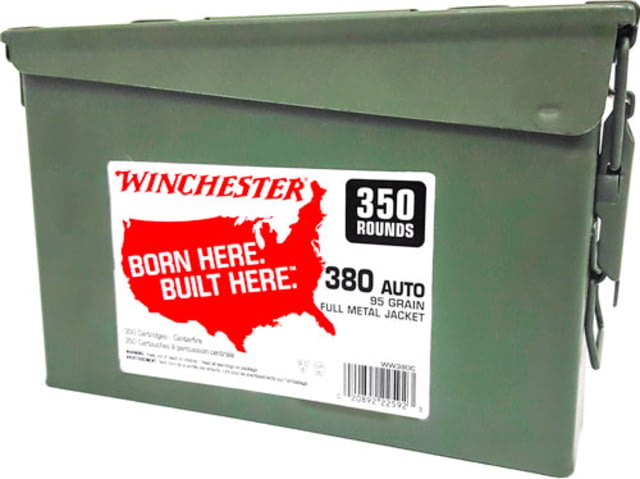 Winchester Win Ammo .380acp (case Of 2) 95gr. Fmj-rn Ammo Can 2/350pks