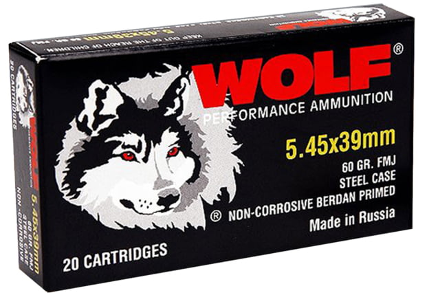 Wolf 545BFMJ PolyFormance 5.45x39mm 60 Gr Full Metal Jacket (FMJ) 30 Bx/ 25 Cs