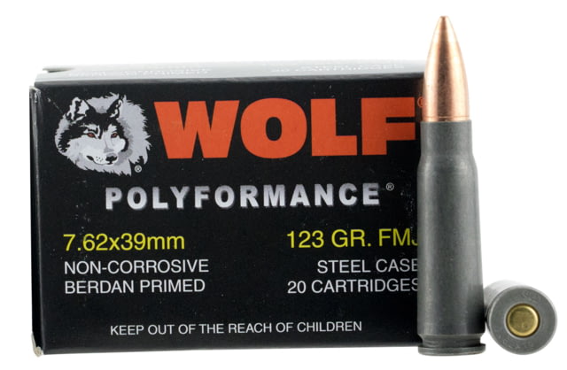 Wolf 762BFMJ PolyFormance 7.62x39mm 123 Gr Full Metal Jacket (FMJ) 20 Bx/ 50 Cs