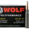 Wolf 762BSP PolyFormance 7.62x39mm 125 Gr Soft Point (SP) 20 Bx/ 50 Cs