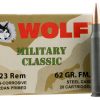 Wolf MC22362FMJ Military Classic 223 Rem 62 Gr Full Metal Jacket (FMJ) 20 Bx/ 2