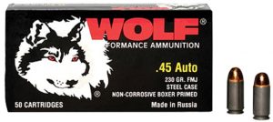 Wolf MC45FMJ Military Classic 45 ACP 230 Gr Full Metal Jacket (FMJ) 50 Bx/ 10 C