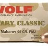 Wolf MC918FMJ Military Classic 9x18 Makarov 94 Gr Full Metal Jacket (FMJ) 50 Bx